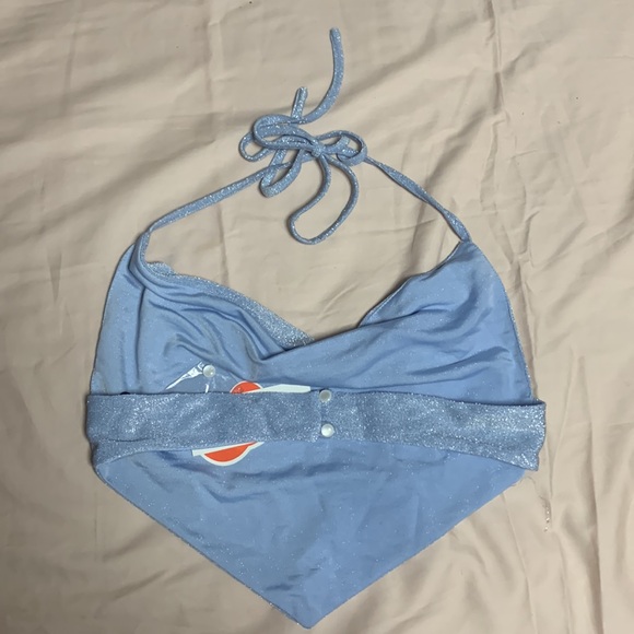Cider Baby Blue Sparkle Disco Halter Crop Top - Picture 2 of 3
